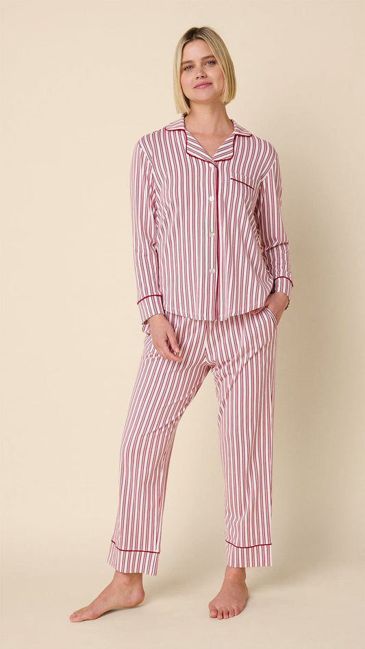 Holiday Stripe Pima Knit Long-Sleeved Pajama Set