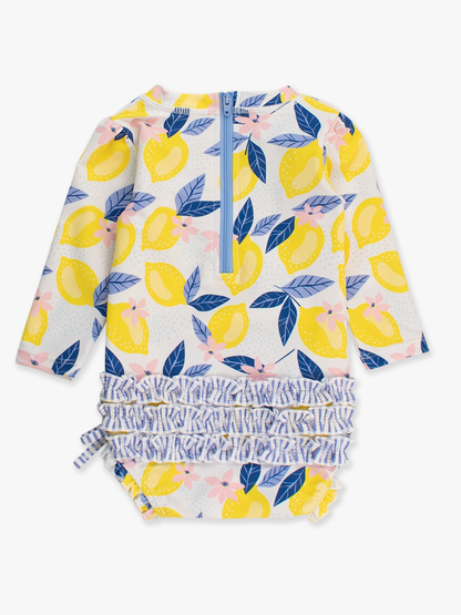 Lemon One Piece Ruffles Rash Guard