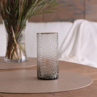 GLASS Croc Highball with Gold Rim - Smoke Grey