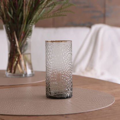 GLASS Croc Highball with Gold Rim - Smoke Grey