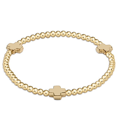Extends Signature Cross Gold Bead Bracelet