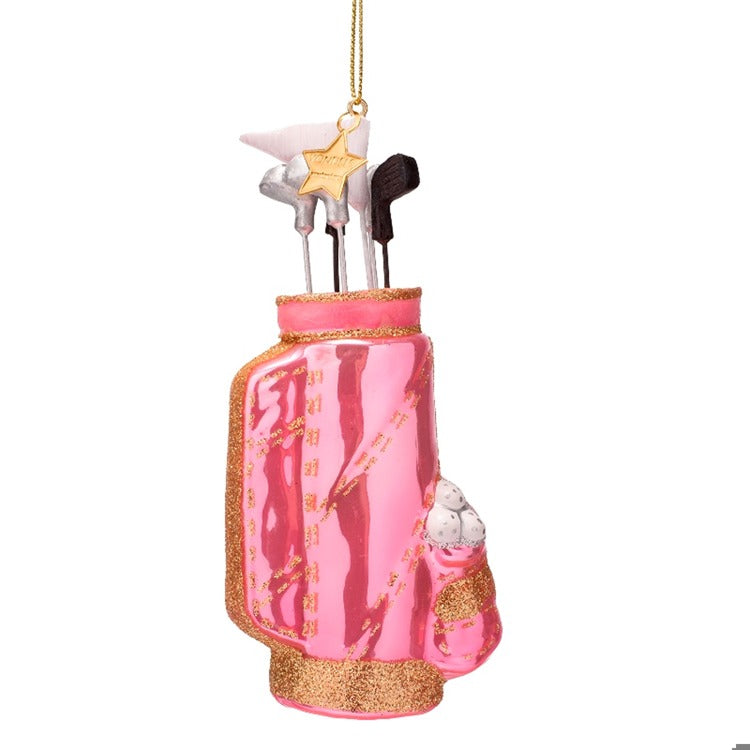 Glass Opal Pink Golf Bag Ornament