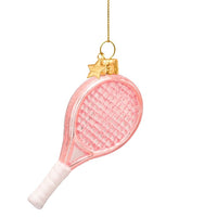 Glass Opal Soft Pink Tennis Racket Ornament