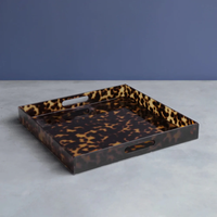 VIDA Acrylic Tortoise Large Square Tray With Handles