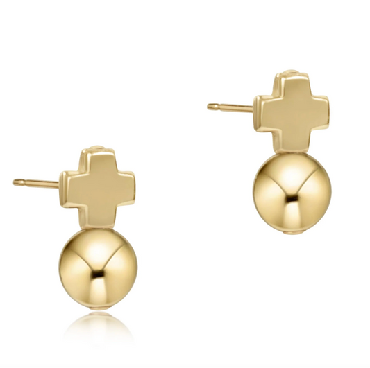 Signature Cross Gold Ball Stud