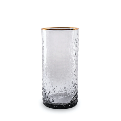 GLASS Croc Highball with Gold Rim - Smoke Grey