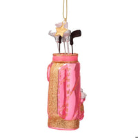 Glass Opal Pink Golf Bag Ornament