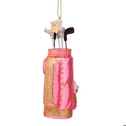 Glass Opal Pink Golf Bag Ornament