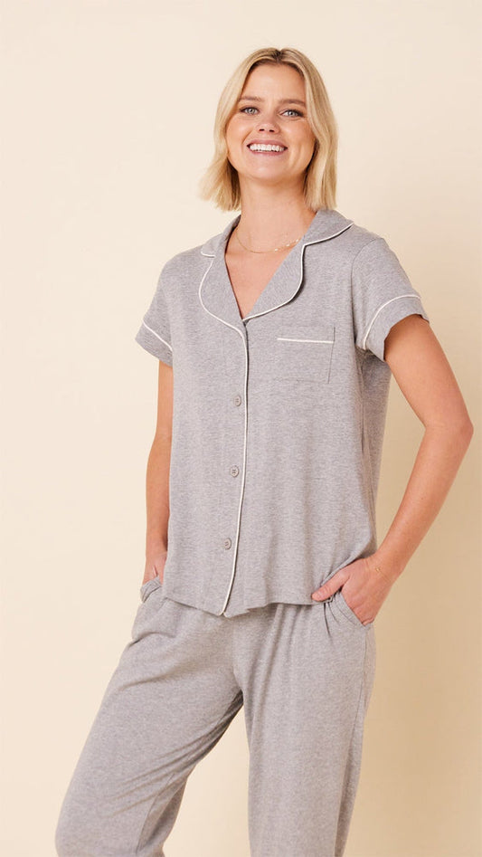 Classic Pima Knit Capri Set - Heather Grey
