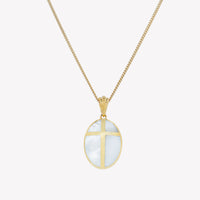 Mother Of Pearl Cross Pendant Necklace