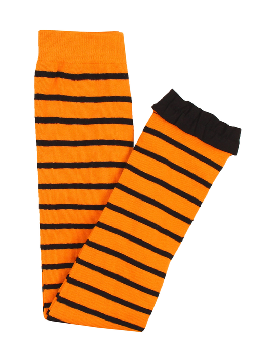 Orange Stripe Footless Ruffle Tights