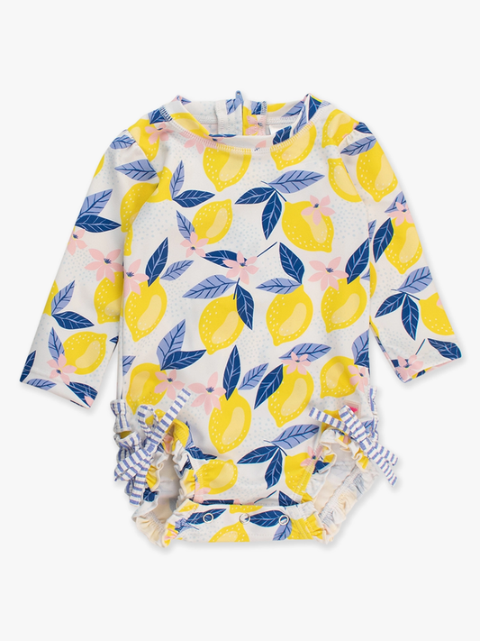Lemon One Piece Ruffles Rash Guard
