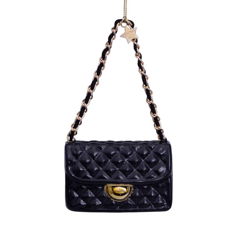 Glass Black Fashion Bag Ornament