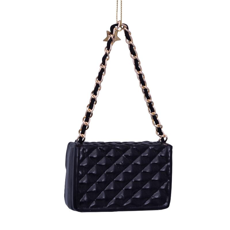Glass Black Fashion Bag Ornament