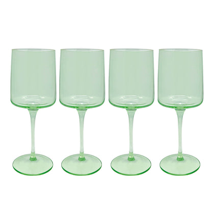 Fine Line Light Green with White Rim Wine Glass Set of 4