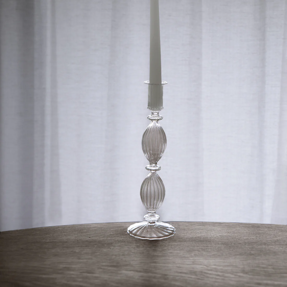 GLASS Cambridge Beryl 10" Candlestick Holder Set of 2 (Clear)
