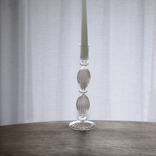 GLASS Cambridge Beryl 10" Candlestick Holder Set of 2 (Clear)