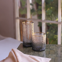 GLASS Croc Highball with Gold Rim - Smoke Grey