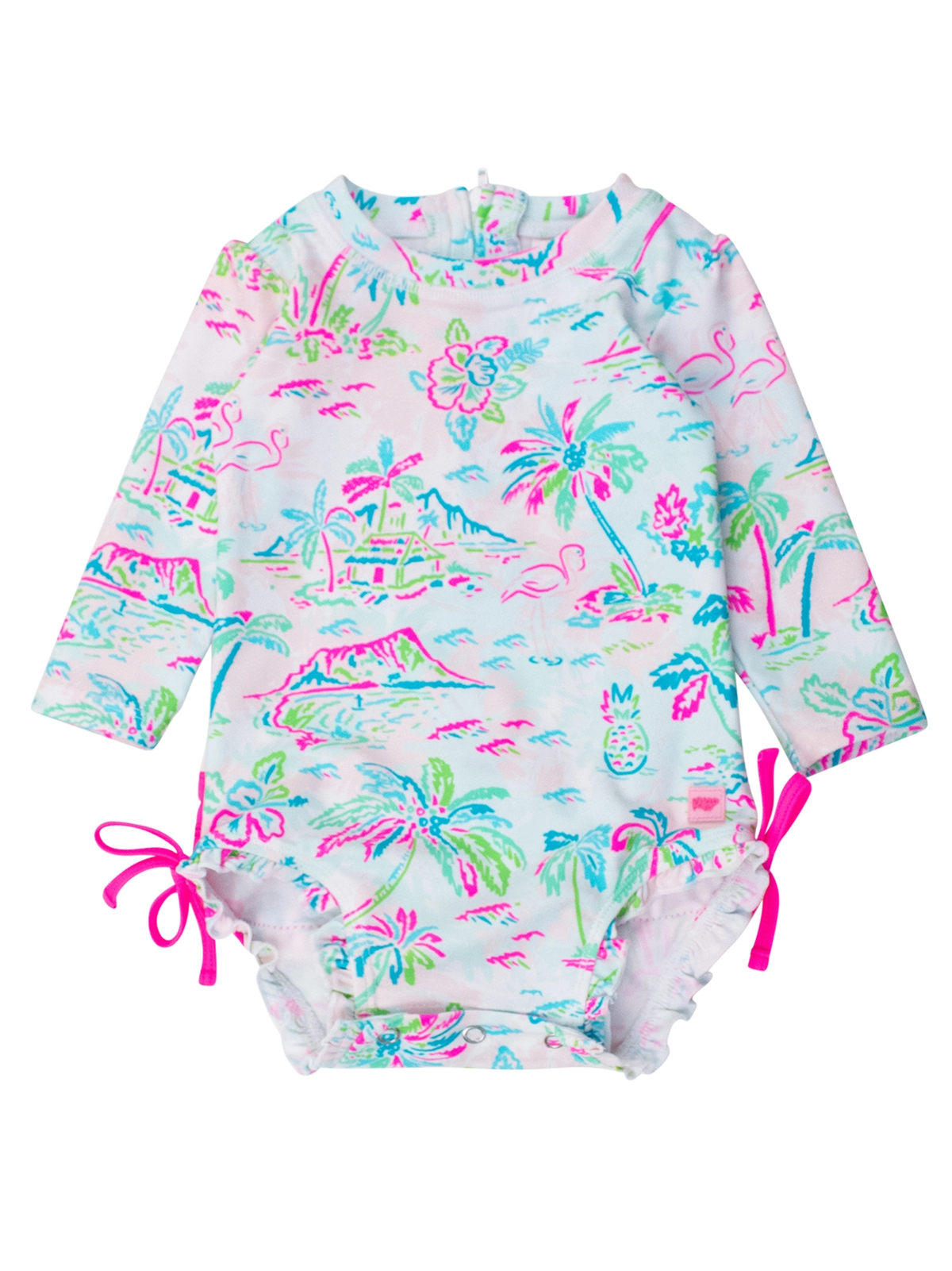 Tropical Resort One Piece Ruffles Rash Guard