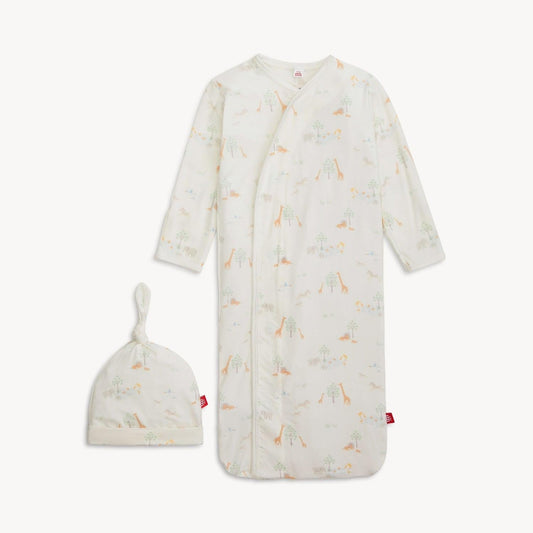 White Serene Safari Gown + Hat Set