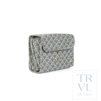 Luxe Hanging Toiletry Case - Surrey with Green Pinstripe Liner