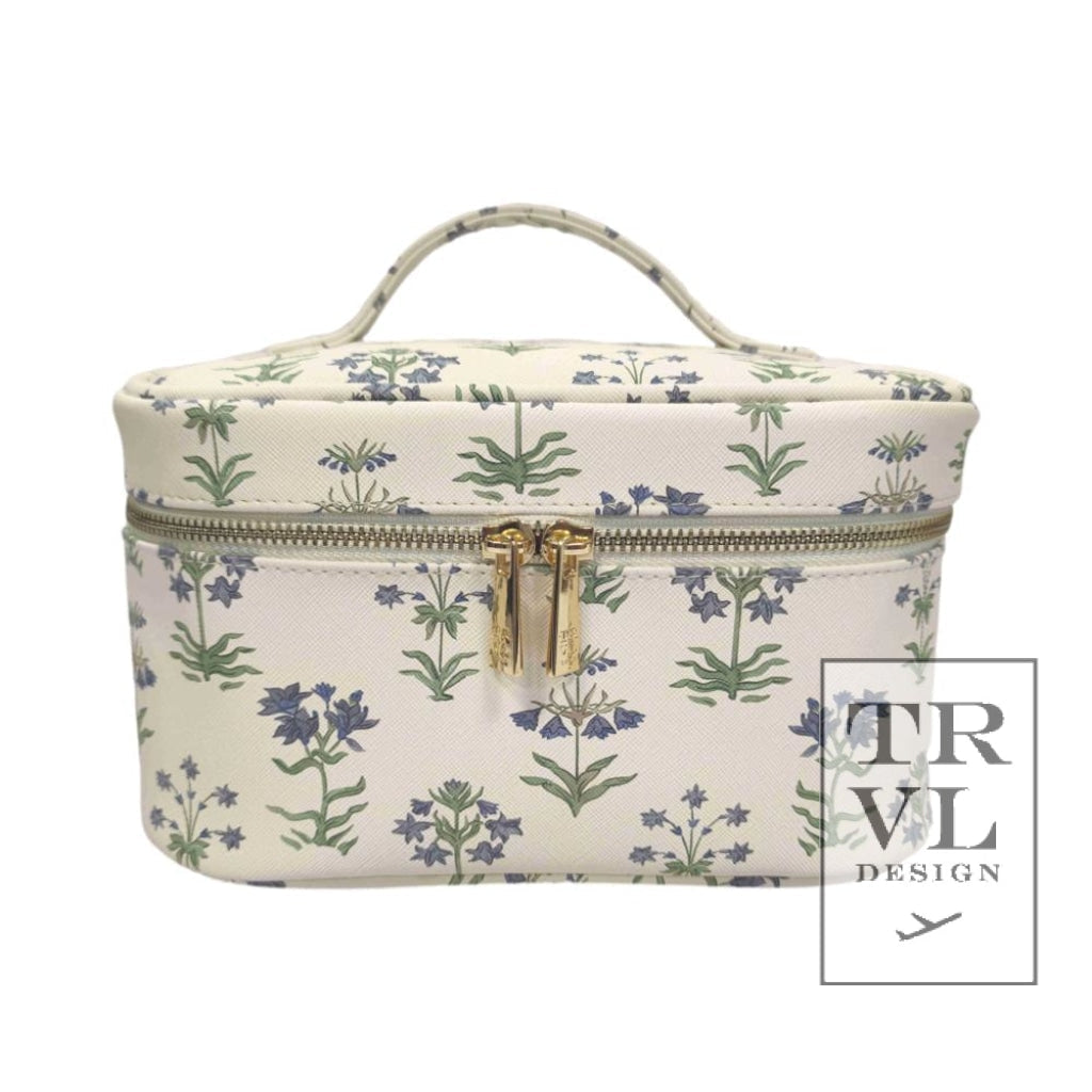 Luxe Train2 Cosmetic Case - Provence with Green Pinstripe Liner
