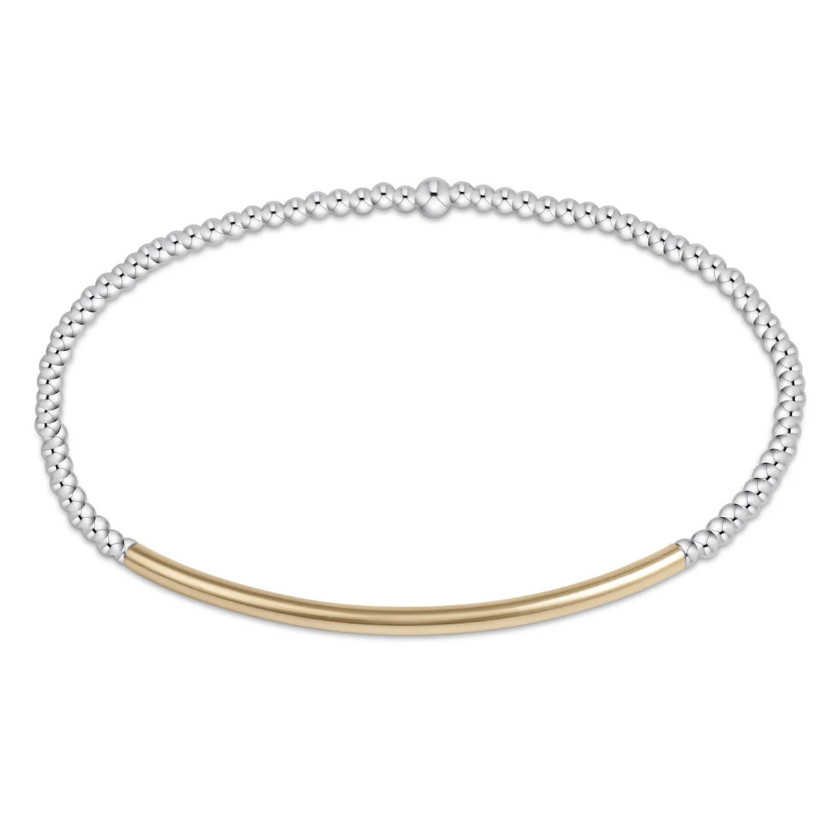 classic sterling mixed metal 2mm bead bracelet- bliss bar gold