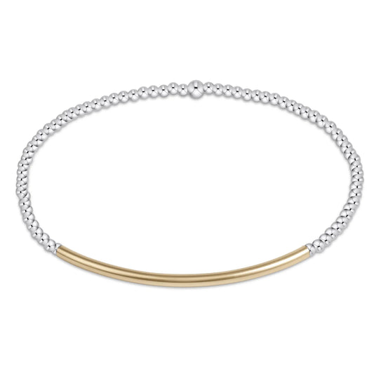 classic sterling mixed metal 2mm bead bracelet- bliss bar gold