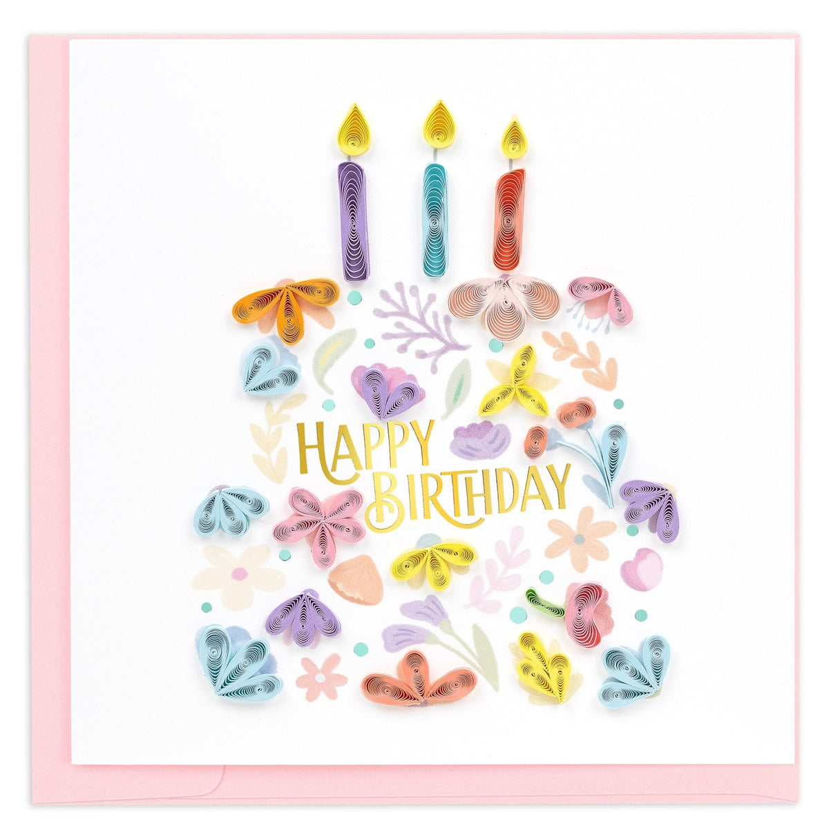 Quilling Card Quilled Floral Birthday Cake Greeting Card