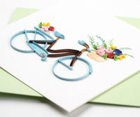 Quilling Card Quilled Bicycle & Flower Basket Greeting Card