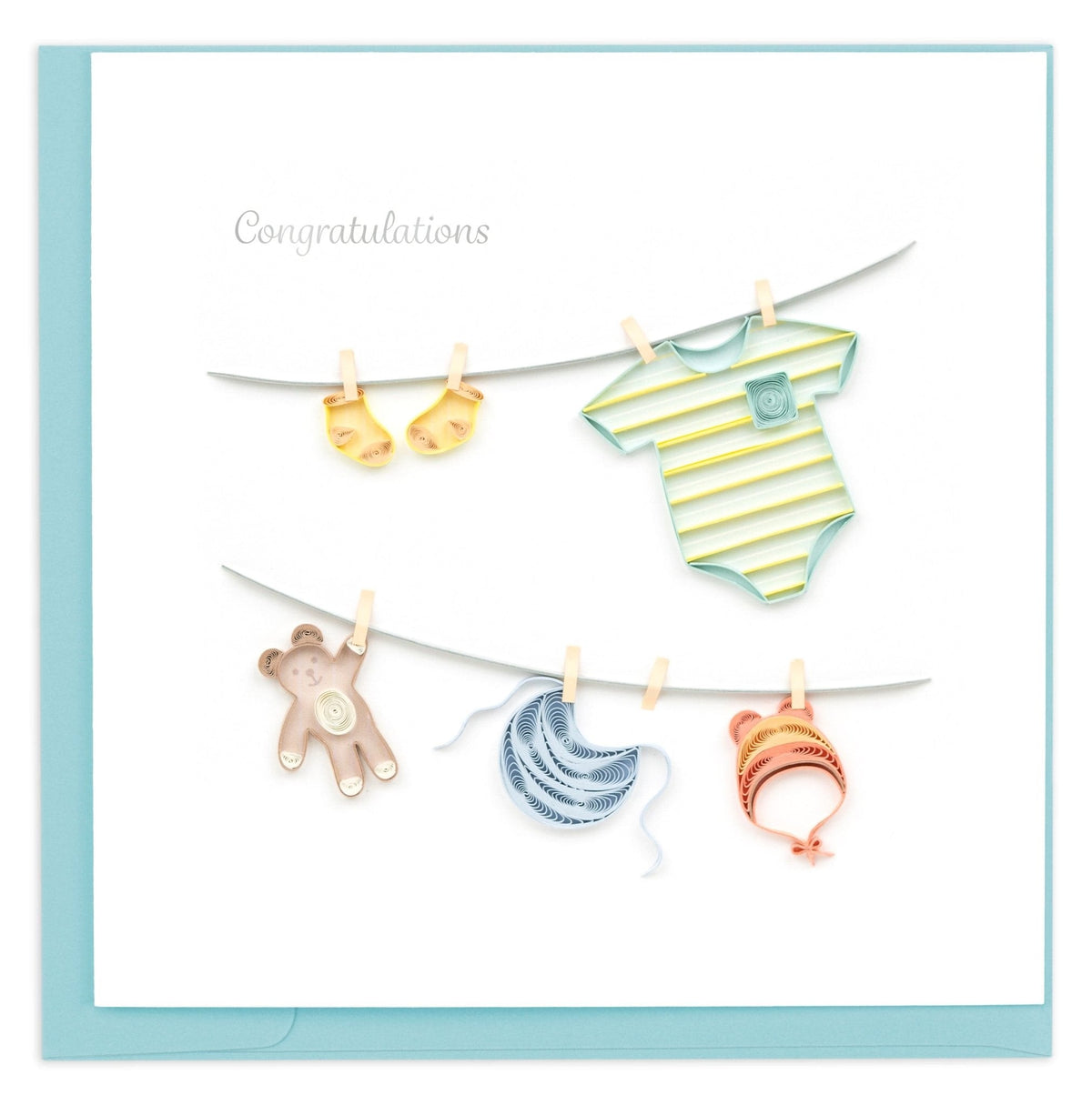 Quilling Card Quilled Baby Clothesline Greeting Card