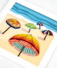 Quilling Card Quilled Colorful Beach Umbrellas Greeting Card