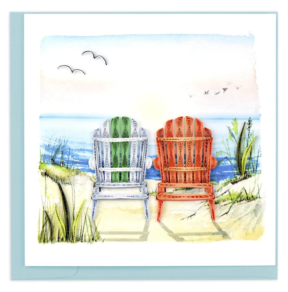 Quilled Beach Adirondack Chairs Greeting Card
