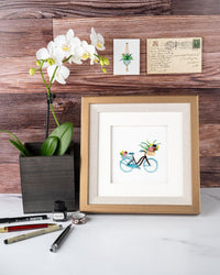 Quilling Card Quilled Bicycle & Flower Basket Greeting Card