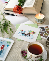 Quilling Card Quilled Bicycle & Flower Basket Greeting Card