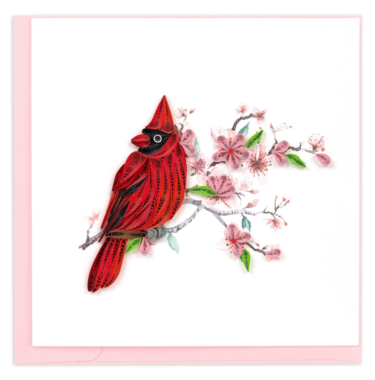 Quilling Card Quilled Cardinal & Cherry Blossom Greeting Card
