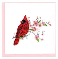 Quilling Card Quilled Cardinal & Cherry Blossom Greeting Card