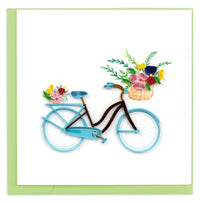 Quilling Card Quilled Bicycle & Flower Basket Greeting Card