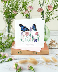 Quilling Card Quilled Birthday Flowers & Blue Butterflies Greeting Card