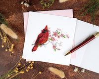 Quilling Card Quilled Cardinal & Cherry Blossom Greeting Card