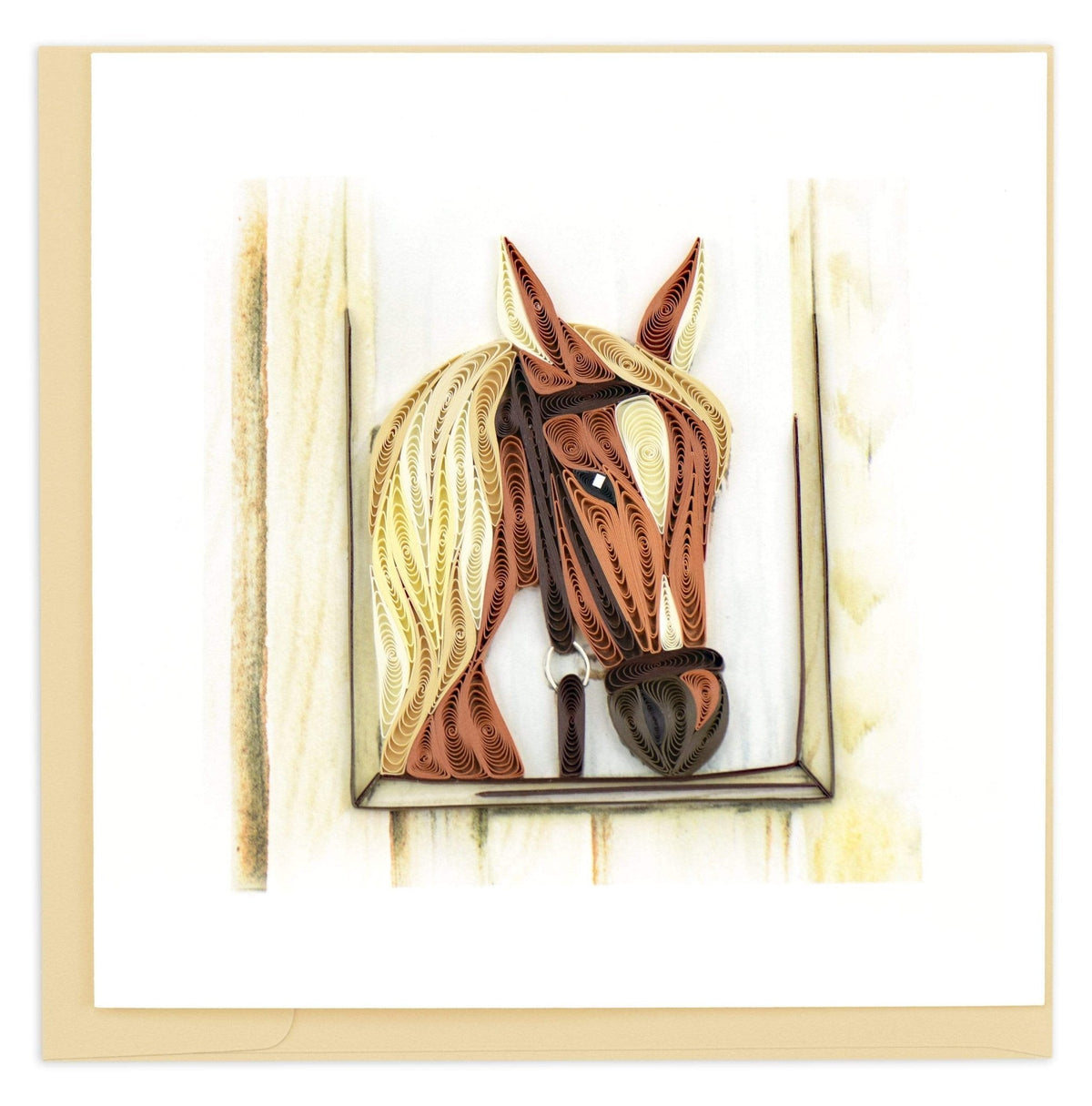 Quilling Card Quilled Horse in Stable Greeting Card