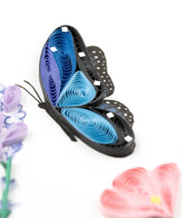 Quilling Card Quilled Birthday Flowers & Blue Butterflies Greeting Card