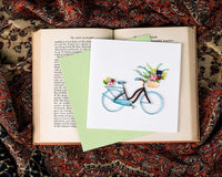 Quilling Card Quilled Bicycle & Flower Basket Greeting Card