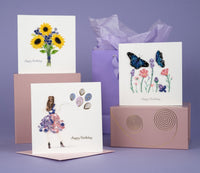 Quilling Card Quilled Birthday Flowers & Blue Butterflies Greeting Card