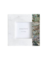 Rainbow Pearl White Marble Picture Frame (3x3)