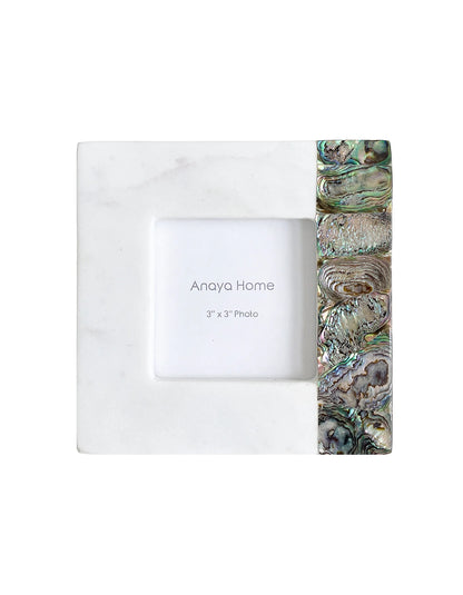 Rainbow Pearl White Marble Picture Frame (3x3)