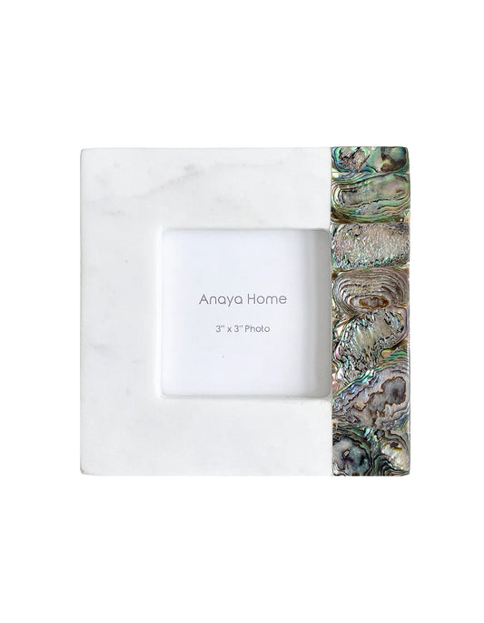 Rainbow Pearl White Marble Picture Frame (3x3)