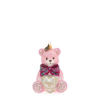 Baby's 1st Christmas Teddy Glass Ornament - Pink