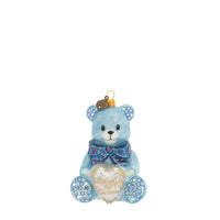 Baby's First Christmas Teddy Glass Ornament - Blue