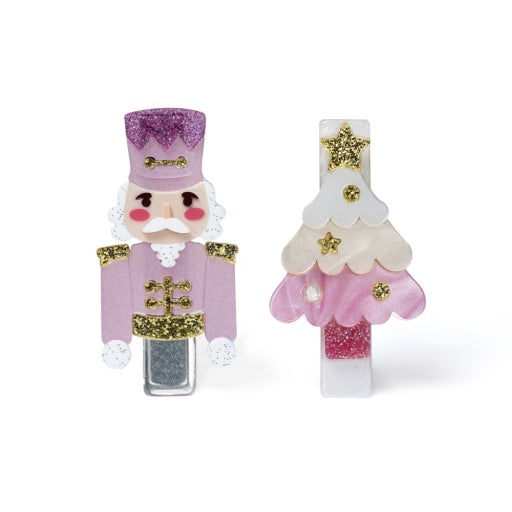 Lilies & Roses NY Nutcracker Tree Pink Hair Clips